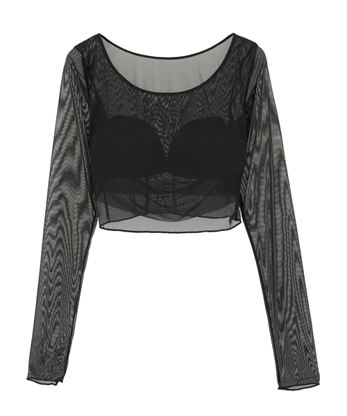 Liesse(リエス)の「【NICENICE MOMENT/ナイスナイスモーメント】MESH LAYERD SHELL(Tシャツ/カットソー・レディース・ブラック/ベージュ・FREE)」の1枚目の写真