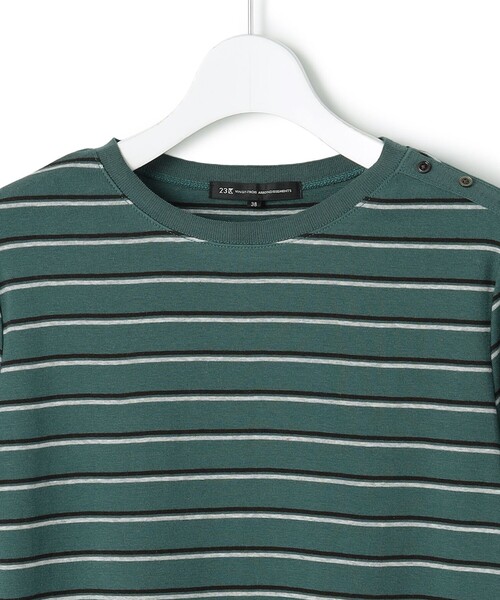 23区 S（ニジュウサンクチイサイサイズ）の「マルチボーダーフライス ロング Tシャツ（Tシャツ/カットソー・レディース・ダークブラウン系1・32）」の11枚目の写真