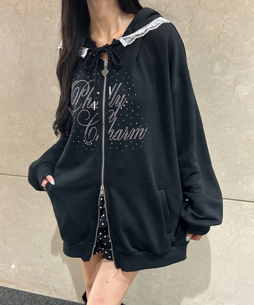 WEGO(ウィゴー)の「《韓国ガーリー♪》リボンフードジップパーカー(パーカー・レディース・グレー/ピンク/ブラック・FREE)」の22枚目の写真