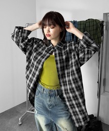 【シルエットがかわいい!】ヴィンテージライトチェックシャツ/2026秋冬新作 秋服 チェック シャツ 長袖 オーバーサイズ ユニセックス 日焼け対策 ルーズシルエット 韓国 カジュアル 海外ガール 羽織り フリーサイズ ワンサイズ 4カラー ブラック ブルー ブラウン グリーン