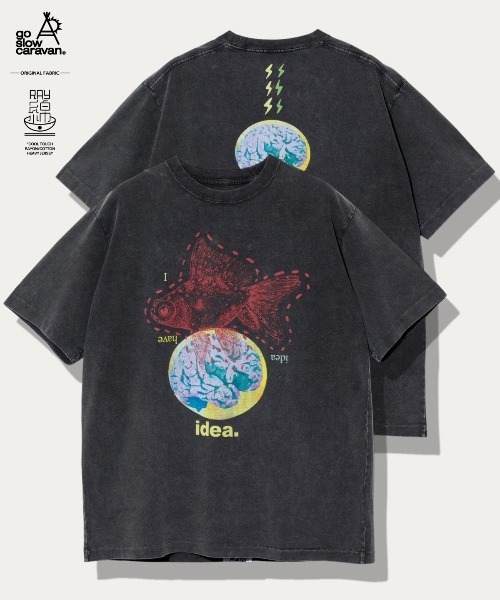 go slow caravan(ゴースローキャラバン)の「RAY綿 G/D GOLDFISH TEE(Tシャツ/カットソー・メンズ・ブラック系その他2/ホワイト・MEDIUM/LARGE/X-LARGE)」の1枚目の写真