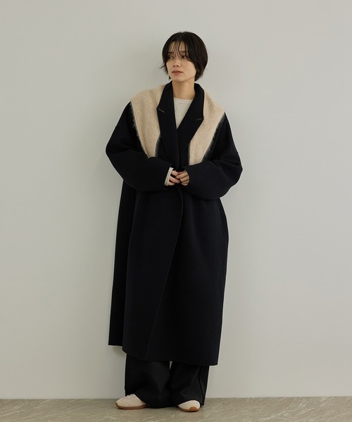 SALON adam et rope'（サロン アダム エ ロペ）の「Super140's シャルムリバーロングコート（チェスターコート・レディース・ベージュ系その他2/ブラウン/ブラック・M/S）」の4枚目の写真