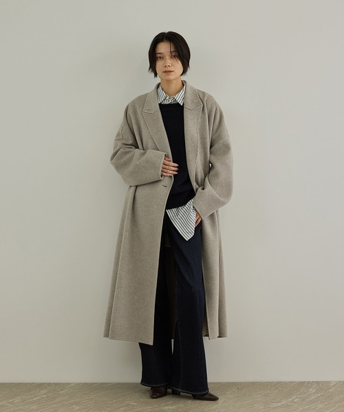 SALON adam et rope'（サロン アダム エ ロペ）の「Super140's シャルムリバーロングコート（チェスターコート・レディース・ベージュ系その他2/ブラウン/ブラック・M/S）」の6枚目の写真
