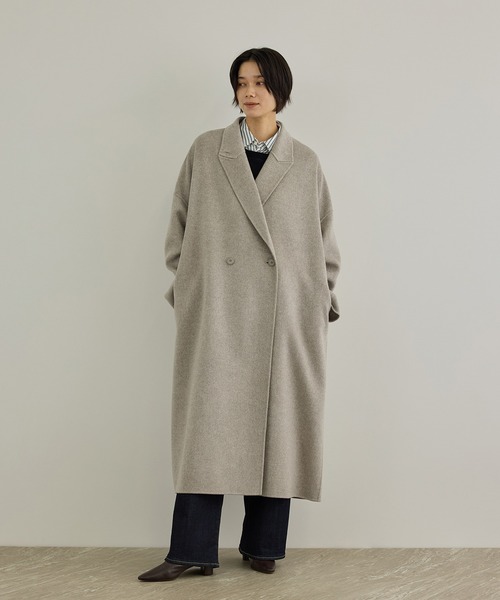 SALON adam et rope'（サロン アダム エ ロペ）の「Super140's シャルムリバーロングコート（チェスターコート・レディース・ベージュ系その他2/ブラウン/ブラック・M/S）」の18枚目の写真