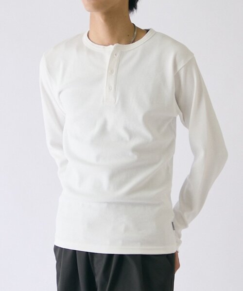 goocy（グーシー）の「スパンリブヘンリーネックL/S TEE（Tシャツ/カットソー・メンズ・カーキ/ホワイト/グレー/ブラック・MEDIUM/LARGE）」の6枚目の写真