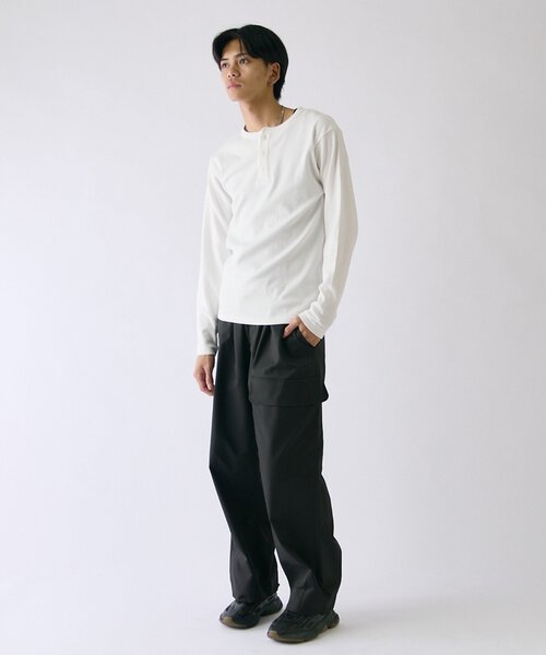 goocy（グーシー）の「スパンリブヘンリーネックL/S TEE（Tシャツ/カットソー・メンズ・カーキ/ホワイト/グレー/ブラック・MEDIUM/LARGE）」の13枚目の写真