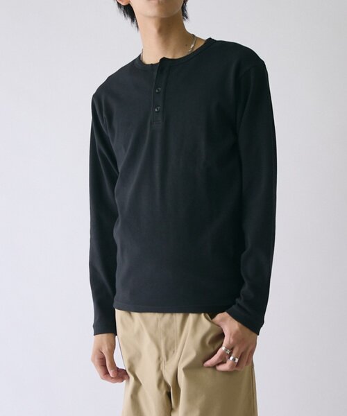 goocy（グーシー）の「スパンリブヘンリーネックL/S TEE（Tシャツ/カットソー・メンズ・カーキ/ホワイト/グレー/ブラック・MEDIUM/LARGE）」の15枚目の写真