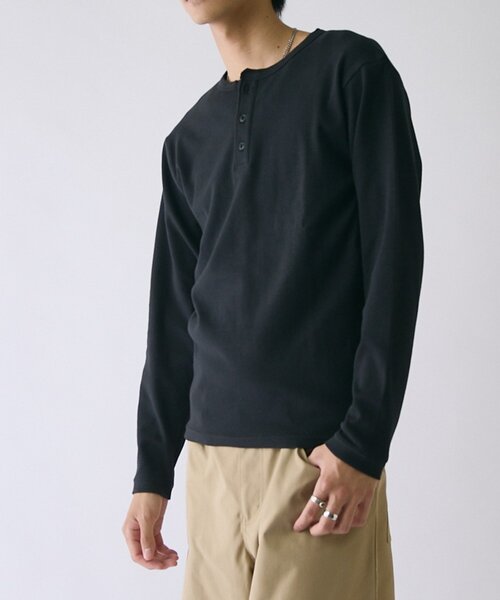 goocy（グーシー）の「スパンリブヘンリーネックL/S TEE（Tシャツ/カットソー・メンズ・カーキ/ホワイト/グレー/ブラック・MEDIUM/LARGE）」の16枚目の写真