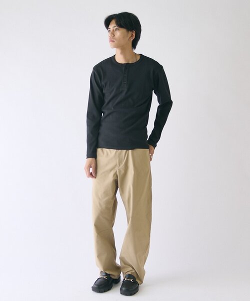 goocy（グーシー）の「スパンリブヘンリーネックL/S TEE（Tシャツ/カットソー・メンズ・カーキ/ホワイト/グレー/ブラック・MEDIUM/LARGE）」の20枚目の写真