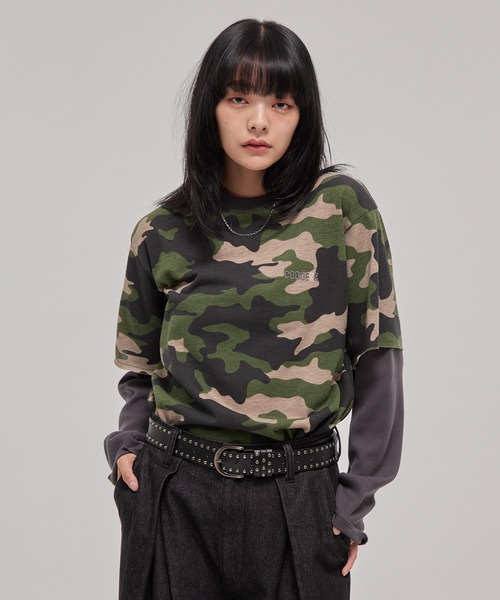 CODDERR(コーダー)の「【CODDERR】ロゴ刺繍 サーマル フェイクレイヤードロンT(Tシャツ/カットソー・メンズ・カモフラージュ/ブラック/レオパード・M/L)」の4枚目の写真
