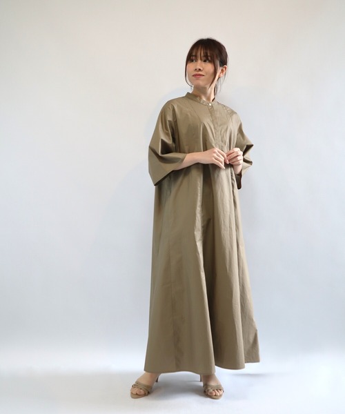 etre relie（エトレリー）の「ＰＴコーティングランダム切り替えワンピース（ワンピース・レディース・ダークグリーン/チャコールグレー/ライトカーキ・MEDIUM）」の7枚目の写真
