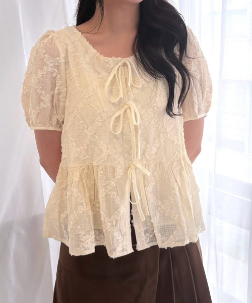 merrylatte（メリーラテ）の「ガーリーリボンブラウス（シャツ/ブラウス・レディース・アイボリー・MEDIUM）」の5枚目の写真
