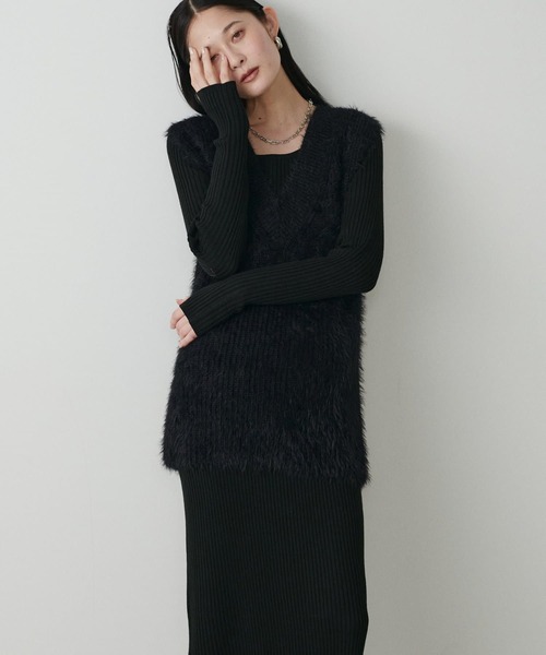 LARUTA(ラルータ)の「【LARUTA】リブニットワンピース×フェザーベストセット(ワンピース・レディース・その他3/チャコールグレー/ブラック/その他2/その他1/その他4/オフホワイト/ダークブラウン・FREE)」の8枚目の写真