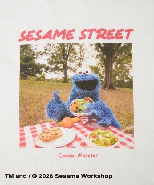 JEANS FACTORY （ジーンズファクトリー）の「【WEB限定】[SESAME STREET/セサミストリート] クッキーモンスター フォトプリントロンT（Tシャツ/カットソー・レディース・ピンク/オフホワイト/チャコールグレー・M/L）」の5枚目の写真