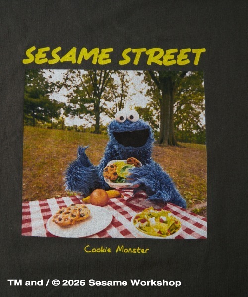JEANS FACTORY （ジーンズファクトリー）の「【WEB限定】[SESAME STREET/セサミストリート] クッキーモンスター フォトプリントロンT（Tシャツ/カットソー・レディース・ピンク/オフホワイト/チャコールグレー・M/L）」の9枚目の写真