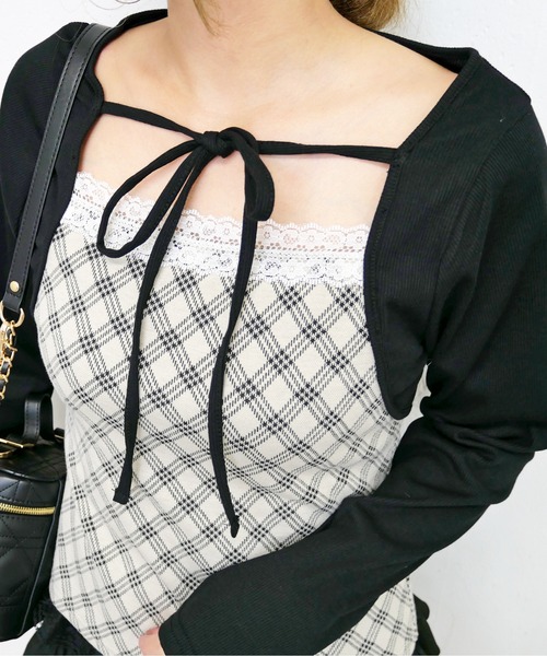 FUN(ファン)の「チェックボレロフウプルオーバー(Tシャツ/カットソー・レディース・グレー/ベージュ/ブラック・FREE)」の6枚目の写真