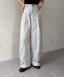 ドット柄ワイドデニムパンツ