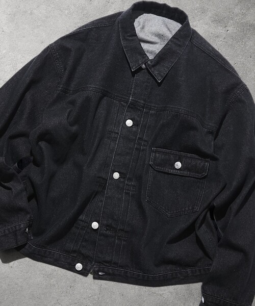 FREAK'S STORE（フリークスストア）の「ヴィンテージライク デニム トラッカー ジャケット 1stタイプ シンチバック 【限定展開】（ブルゾン・メンズ・チャコールグレー/ブラック/ネイビー/ブルー・SMALL/MEDIUM/LARGE）」の2枚目の写真
