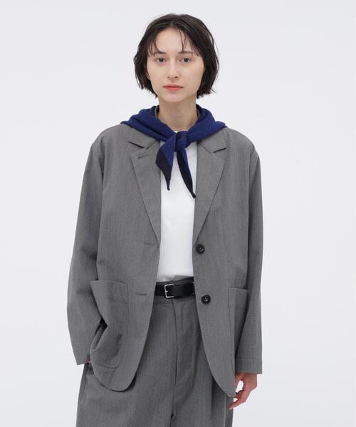 MHL.(エムエイチエル)の「WOOL COTTON TWILL(テーラードジャケット・レディース・ネイビー/グレー・2/1)」の1枚目の写真
