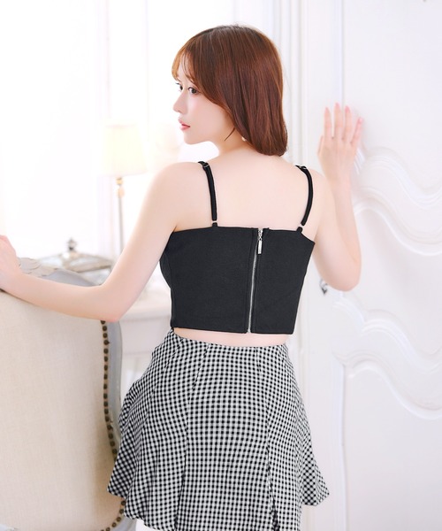 DAZZY(デイジー)の「ギンガムチェックビスチェ風Aラインミニ丈セットアップキャバドレス(ドレス・レディース・ブラック系・S/XS/M)」の12枚目の写真