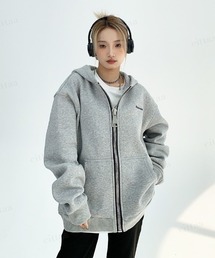 ricecakeビッグジップアップファスナーフーディー