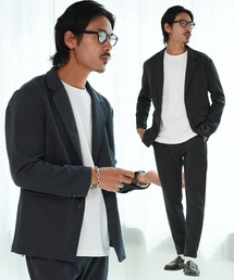 JIGGYS SHOP（ジギーズショップ）の「【セットアップ2点セット】ジャージスーツ テーラードジャケット&テーパードパンツ カジュアルスーツ 上下セット 秋冬仕様（セットアップ）」
