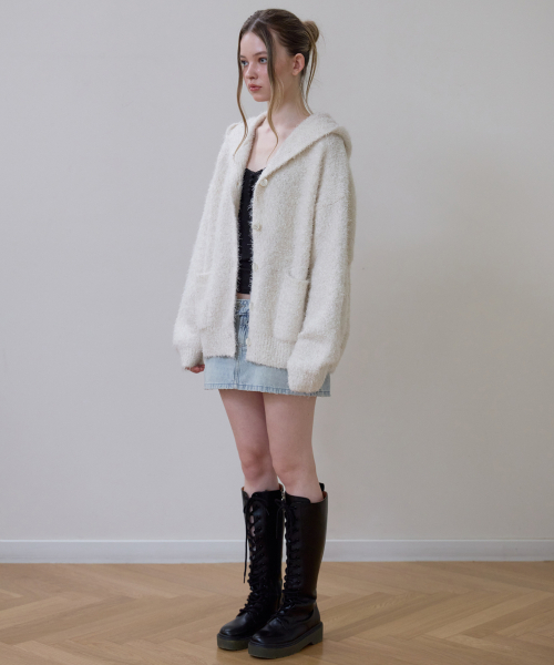 ROSEFRANTZ（ロゼフランツ）の「Hairy Overfit Hood Cardigan [Ivory]（カーディガン/ボレロ・レディース・アイボリー・OS）」の2枚目の写真