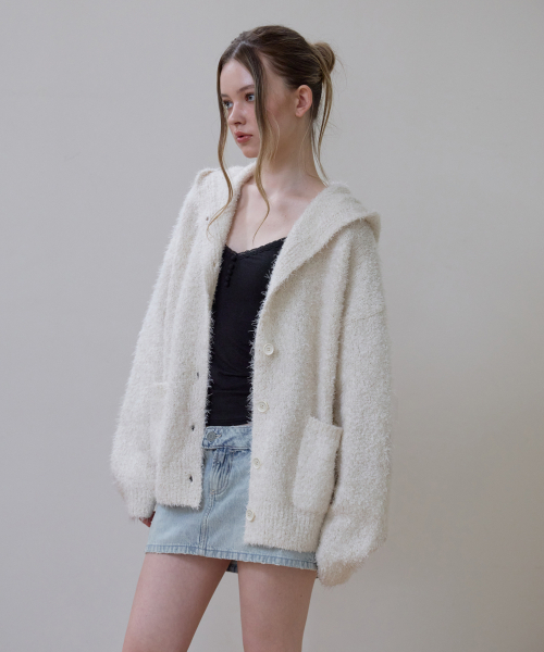 ROSEFRANTZ（ロゼフランツ）の「Hairy Overfit Hood Cardigan [Ivory]（カーディガン/ボレロ・レディース・アイボリー・OS）」の4枚目の写真