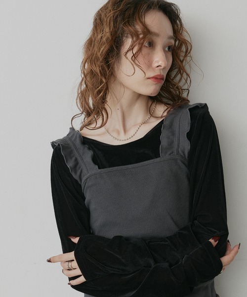 ad thie(アドティエ)の「シアーベロア ボートネック ドレープ トップス(Tシャツ/カットソー・レディース・ブラック/ライトブルー/アイボリー/ブラウン・FREE)」の13枚目の写真