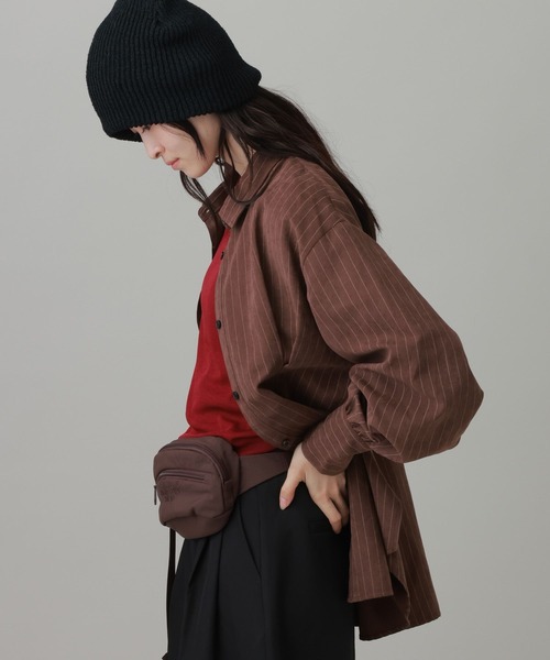 LAKOLE(ラコレ)の「ピーチ起毛ストライプタックシャツ / 1057545(シャツ/ブラウス・レディース・ベージュ/ブラウン/サックスブルー・FREE)」の7枚目の写真