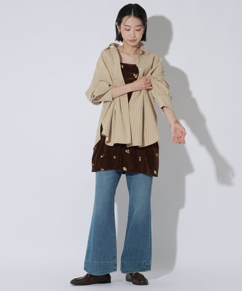 LAKOLE(ラコレ)の「ピーチ起毛ストライプタックシャツ / 1057545(シャツ/ブラウス・レディース・ベージュ/ブラウン/サックスブルー・FREE)」の10枚目の写真