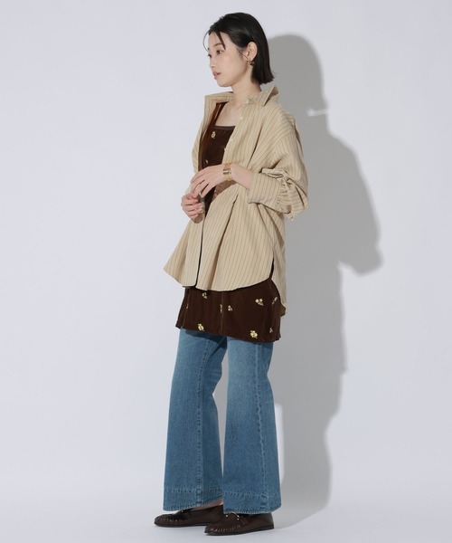 LAKOLE(ラコレ)の「ピーチ起毛ストライプタックシャツ / 1057545(シャツ/ブラウス・レディース・ベージュ/ブラウン/サックスブルー・FREE)」の11枚目の写真