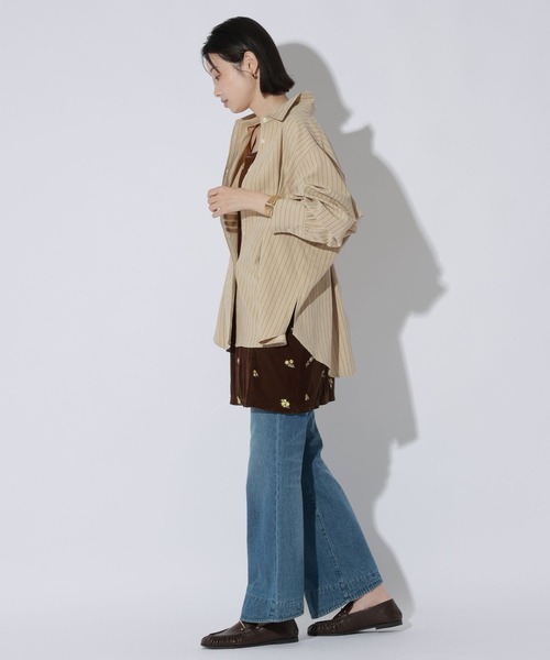 LAKOLE(ラコレ)の「ピーチ起毛ストライプタックシャツ / 1057545(シャツ/ブラウス・レディース・ベージュ/ブラウン/サックスブルー・FREE)」の12枚目の写真