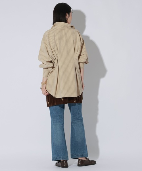 LAKOLE(ラコレ)の「ピーチ起毛ストライプタックシャツ / 1057545(シャツ/ブラウス・レディース・ベージュ/ブラウン/サックスブルー・FREE)」の14枚目の写真