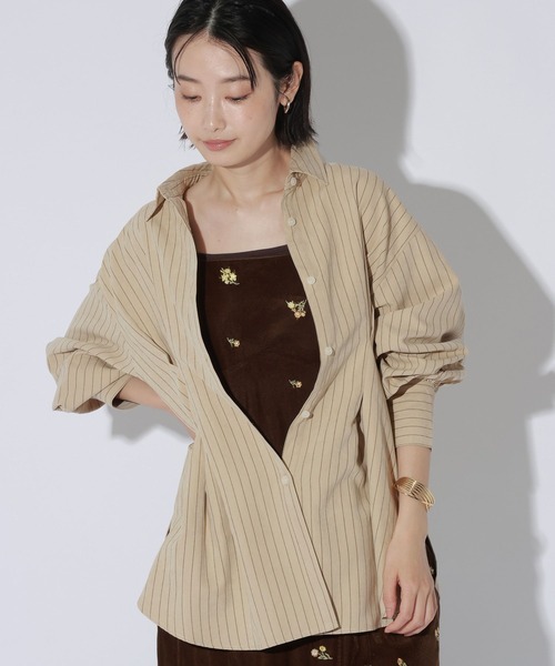 LAKOLE(ラコレ)の「ピーチ起毛ストライプタックシャツ / 1057545(シャツ/ブラウス・レディース・ベージュ/ブラウン/サックスブルー・FREE)」の15枚目の写真