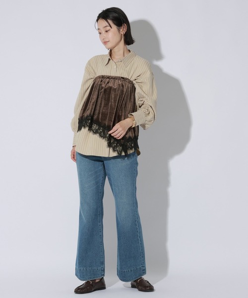 LAKOLE(ラコレ)の「ピーチ起毛ストライプタックシャツ / 1057545(シャツ/ブラウス・レディース・ベージュ/ブラウン/サックスブルー・FREE)」の19枚目の写真