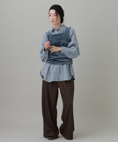 LAKOLE(ラコレ)の「ピーチ起毛ストライプタックシャツ / 1057545(シャツ/ブラウス・レディース・ベージュ/ブラウン/サックスブルー・FREE)」の20枚目の写真