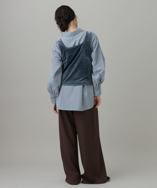 LAKOLE(ラコレ)の「ピーチ起毛ストライプタックシャツ / 1057545(シャツ/ブラウス・レディース・ベージュ/ブラウン/サックスブルー・FREE)」の22枚目の写真