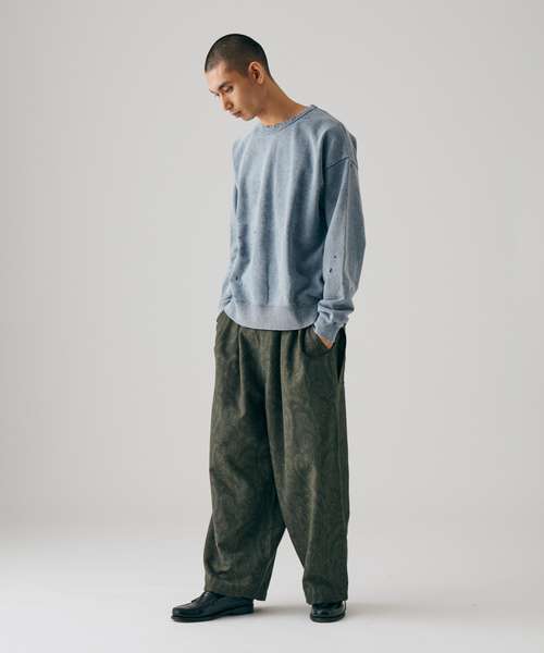 JOURNAL STANDARD J.S HOMESTEAD（ジャーナルスタンダードホームステッド）の「J.S.Homestead / ペイズリー ジャガード エア クルー パンツ（スラックス・メンズ・カーキ/ブラック・LARGE/MEDIUM）」の6枚目の写真