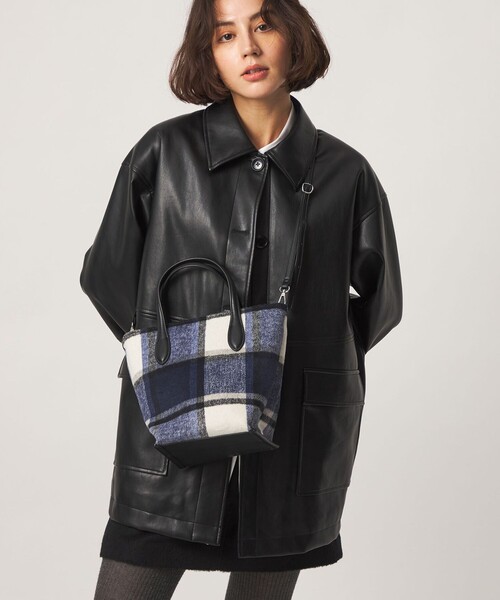 ∴●///new『大っきな2wayリバーシブルチェッカーズバッグ』 a. 2WAY クロスチェックトートバッグ（トートバッグ）｜green label