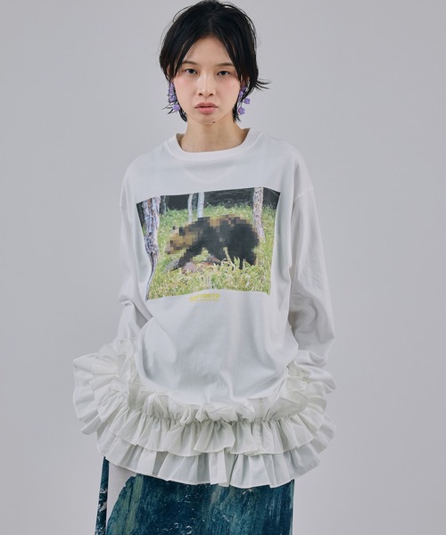 NON TOKYO(ノントーキョー)の「PRINT L/S T-SHIRT(MOSAIC BEAR)(Tシャツ/カットソー・レディース・グリーン/ホワイト/ブラック・2/1)」の4枚目の写真