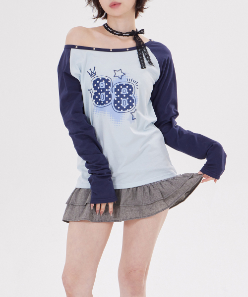 DYSFUNCT(ディスファンクト)の「STUDDED RAGLAN PRINT T-SHIRT(SKY BLUE)(Tシャツ/カットソー・レディース・その他・FREE)」の3枚目の写真