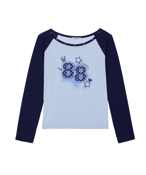 DYSFUNCT(ディスファンクト)の「STUDDED RAGLAN PRINT T-SHIRT(SKY BLUE)(Tシャツ/カットソー・レディース・その他・FREE)」の4枚目の写真