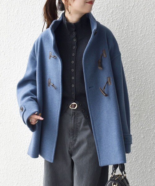 カシミヤ ミックス スタンドカラー ショート ダッフル コート