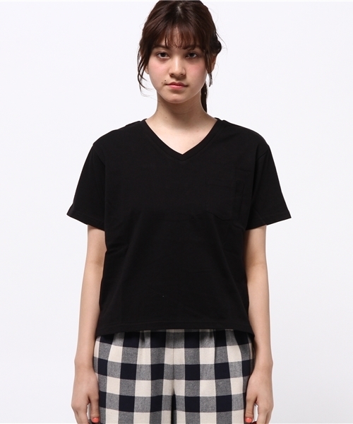 WEGO（ウィゴー）の「WEGO/USAコットンVネックTシャツ（Tシャツ/カットソー・レディース・キャメル/ホワイト/ブラック/ネイビー/杢グレー/イエロー/ピンク/レッド系その他/ホワイト系その他/パープル/ダークグリーン・LARGE/MEDIUM）」の20枚目の写真