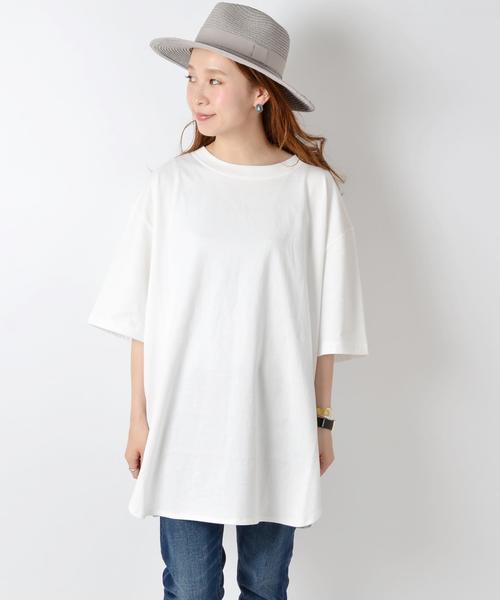 Khaju（カージュ）の「《予約》Khaju: サイドスリットビッグTEE■（Tシャツ/カットソー・レディース・ホワイト/ブラック/グレー・ONE SIZE）」の4枚目の写真