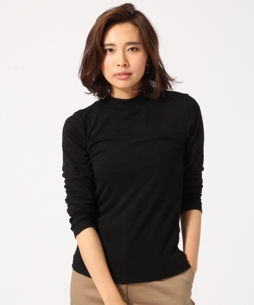 GLOBAL WORK（グローバルワーク）の「リブハイネックプルオーバー長袖/725125（Tシャツ/カットソー・レディース・グレー/ホワイト/ブラウン/ブラック・SMALL/LARGE/MEDIUM）」の3枚目の写真