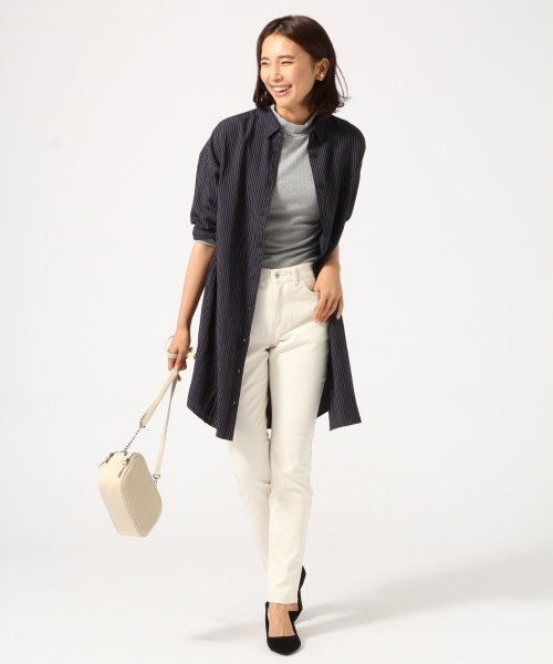 GLOBAL WORK（グローバルワーク）の「リブハイネックプルオーバー長袖/725125（Tシャツ/カットソー・レディース・グレー/ホワイト/ブラウン/ブラック・SMALL/LARGE/MEDIUM）」の7枚目の写真