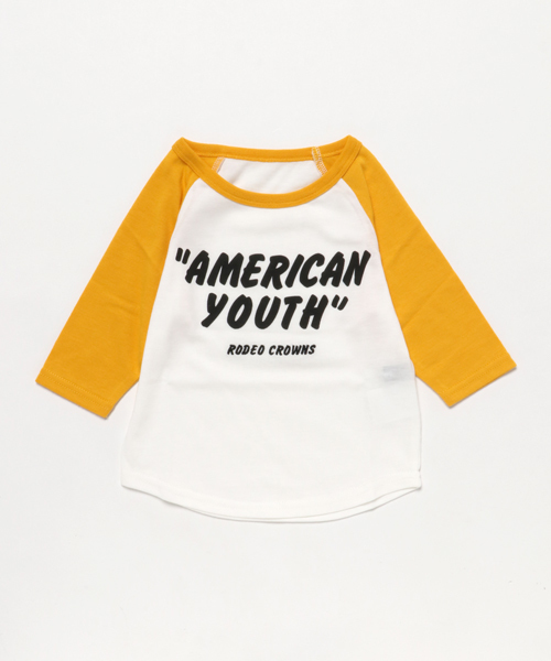 RODEO CROWNS WIDE BOWL（ロデオクラウンズワイドボウル）の「キッズ AMERICAN YOUTH 7分袖 Tシャツ（Tシャツ/カットソー・キッズ・イエロー/ブラック/レッド・MEDIUM/SMALL/LARGE/X-SMALL）」の3枚目の写真
