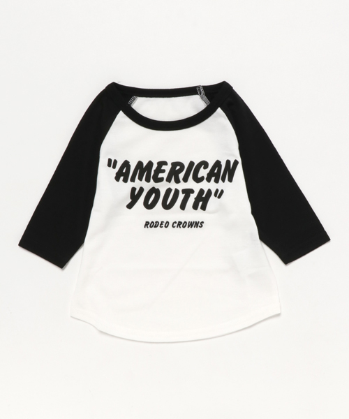 RODEO CROWNS WIDE BOWL（ロデオクラウンズワイドボウル）の「キッズ AMERICAN YOUTH 7分袖 Tシャツ（Tシャツ/カットソー・キッズ・イエロー/ブラック/レッド・MEDIUM/SMALL/LARGE/X-SMALL）」の2枚目の写真
